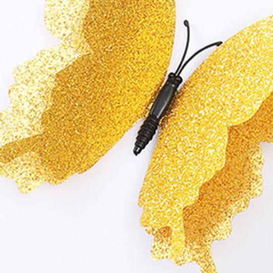 6 stk 3D Glitter Sommerfugl Vægdekoration Dobbeltlag Vinge Sommerfugl Vægkunst Klistermærker Selvklæbende Genanvendelige Vægklistermærker til Børneværelse Soveværelse Stue
