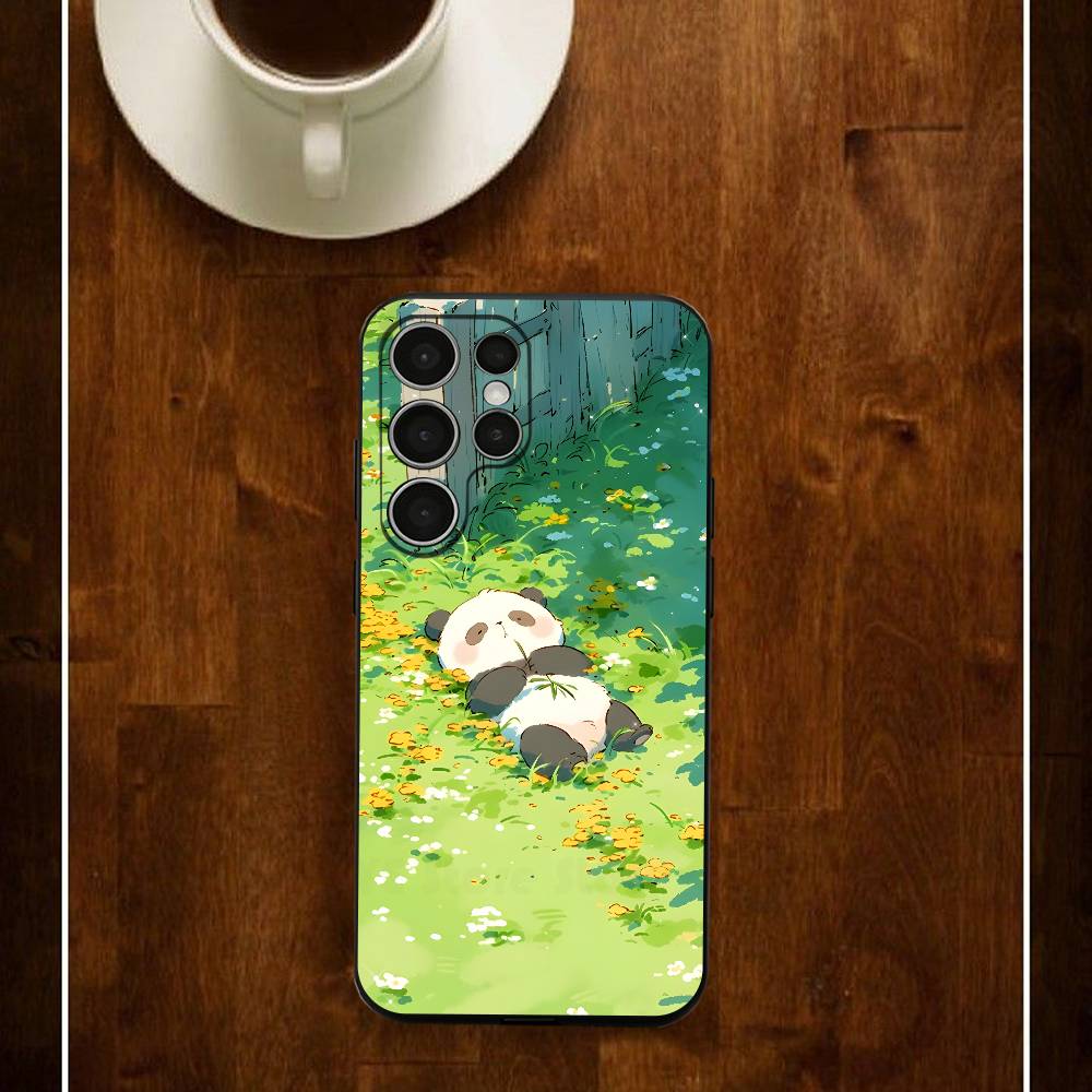 Kawaii Panda Phone Silicone Case For Samsung S24 22 20 23 21 20 Ultra Plus Lite 5G Print Cover