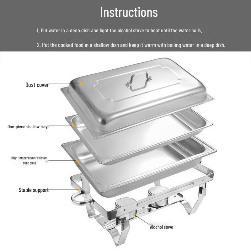 Commercial Stainless Steel Alcohol Heated Buffet Chafing Dish