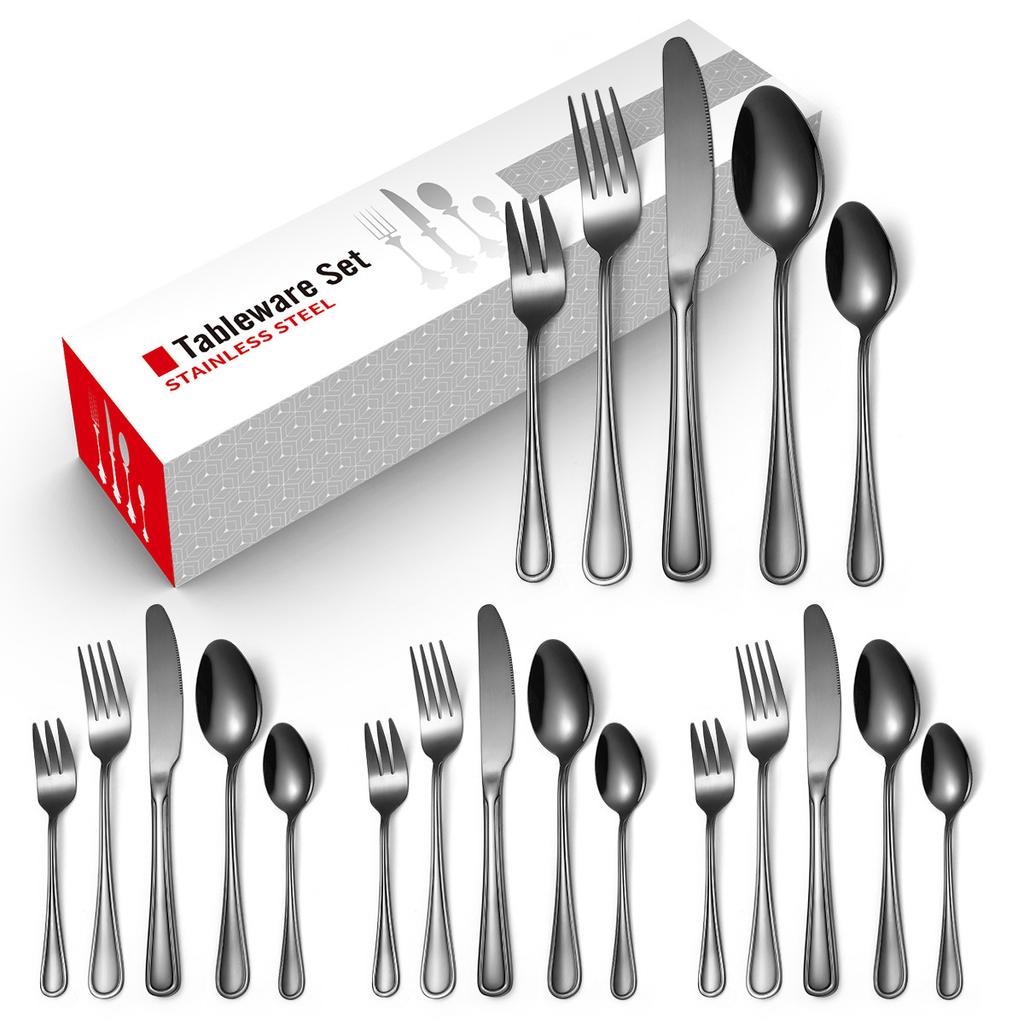 2026 Stainless Steel Tableware Set 20-piece Creative Gold Household Western Food Steak Knife Fork Spoon