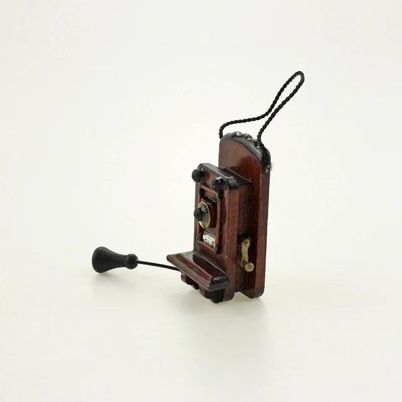 Vintage Style Dollhouse Furniture Accessories for Livingroom Bedroom Kitchen 1:12 Miniature Antique Wall Mount Phone