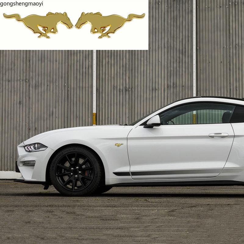 Car Styling 2 Pieces 3 D  Metal Stickers Horse Racing Logo Car Side Badge Trunk Decal Suitable for Ford Mustang Shelby GT 350 500 Cob