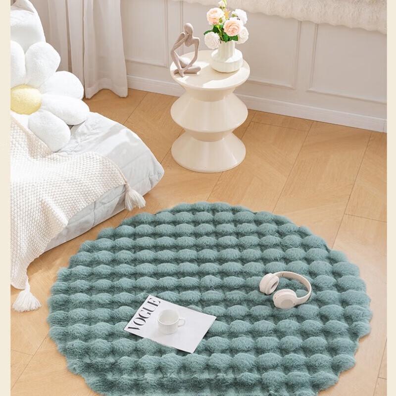Creamy Bubble Velvet Round Area Rug