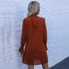 Fashion Women's Loose Short Skirt Solid Color Long Sleeve Turtleneck Dress