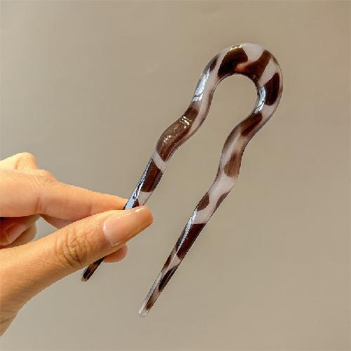 U-shaped Acetic Acid Hairpin Simple Beads Hair Stick Women Girls Colored U-Shaped Irregular Hairpin Jewelry Styling  Accessories