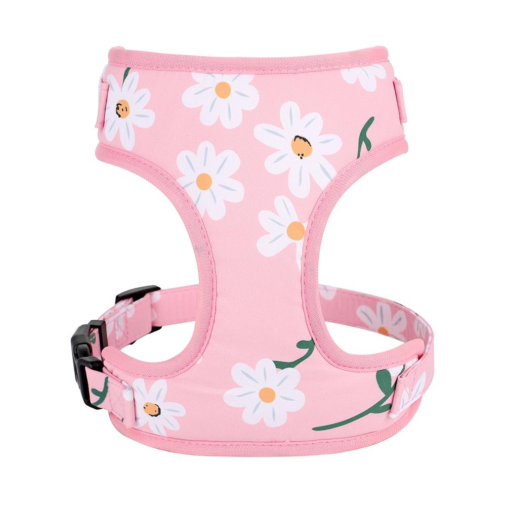 Nylon Printed Dog Harness Mesh Breathable Puppy Dogs Harnesses Vest Soft Padded Pet Vests Adjustable For Small Large Dogs Pink