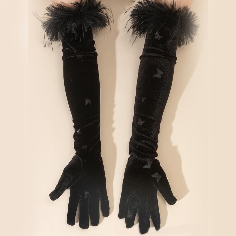 Elegant Operas Gloves Women Dancing Dress Gloves Female Evevning Party Gloves Embossed Butterfly Gloves for Night Club