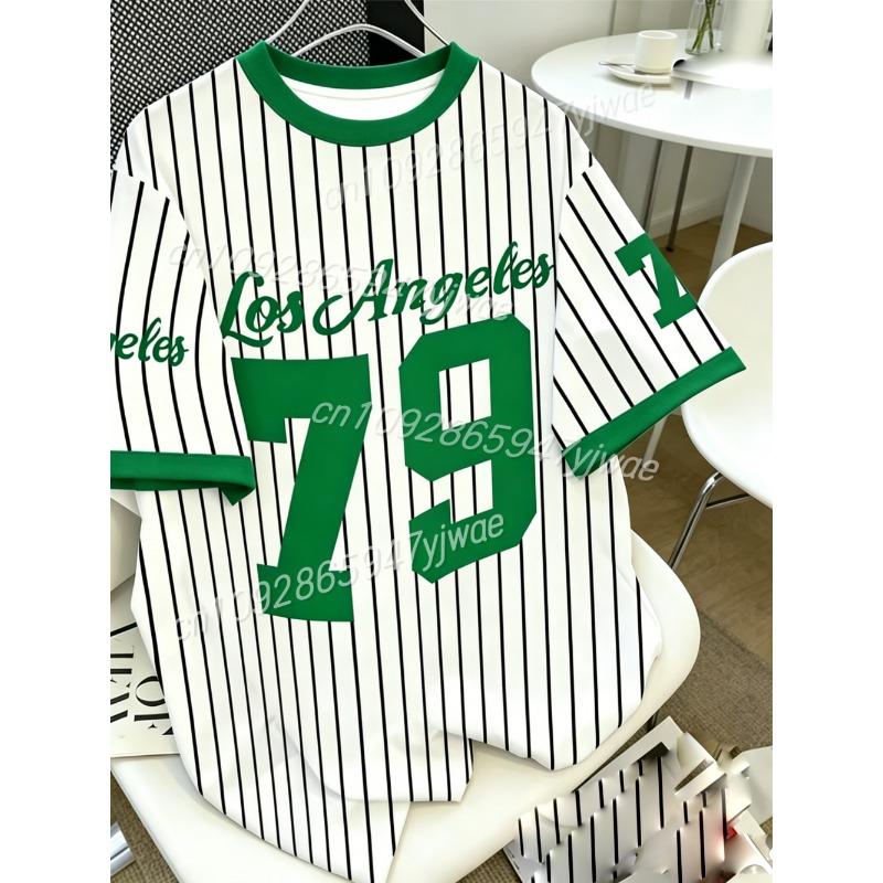 Summer Graphic Tee Men's Los Angeles 79 Print Short Sleeve T-Shirt Round Neck Jerseys Plus Size Sport T-Shirt