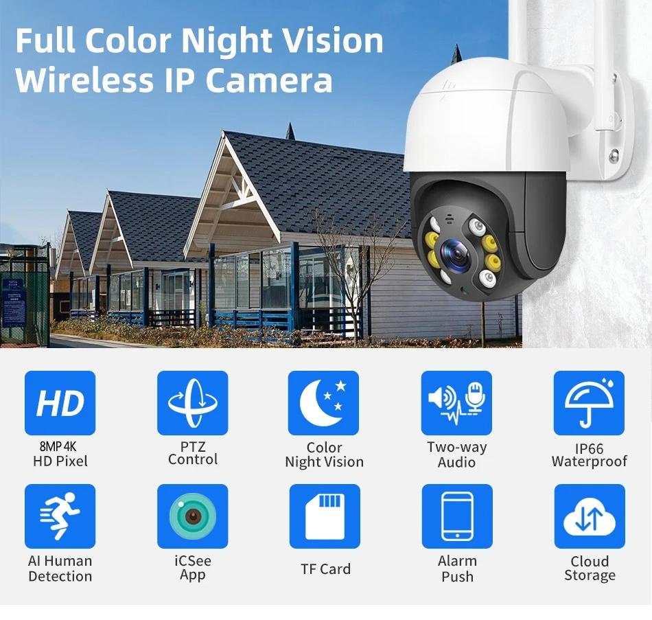 5x 4K Smart Wifi PTZ Camera Digital Zoom AI Human Detection Wireless CCTV IP Camera Security Protection