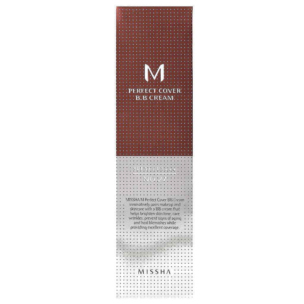 MISSHA M Perfect Cover BB Cream, SPF 42 PA++, No. 27 Honey Beige, 50 Ml (1.7 Fl Oz)