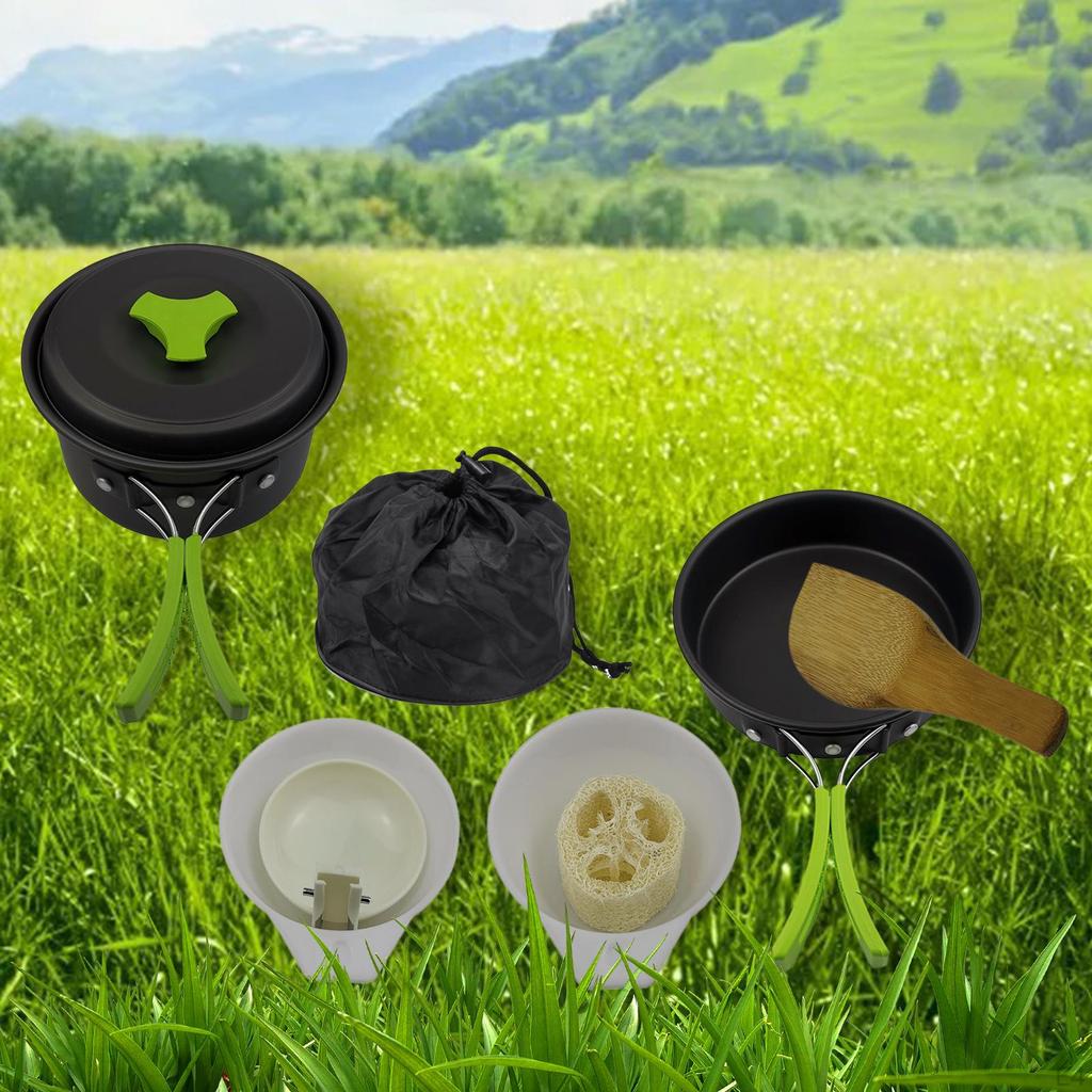 Camping Cookware Backpacking BBQ Mess Kit Tableware for 12 Person Orange