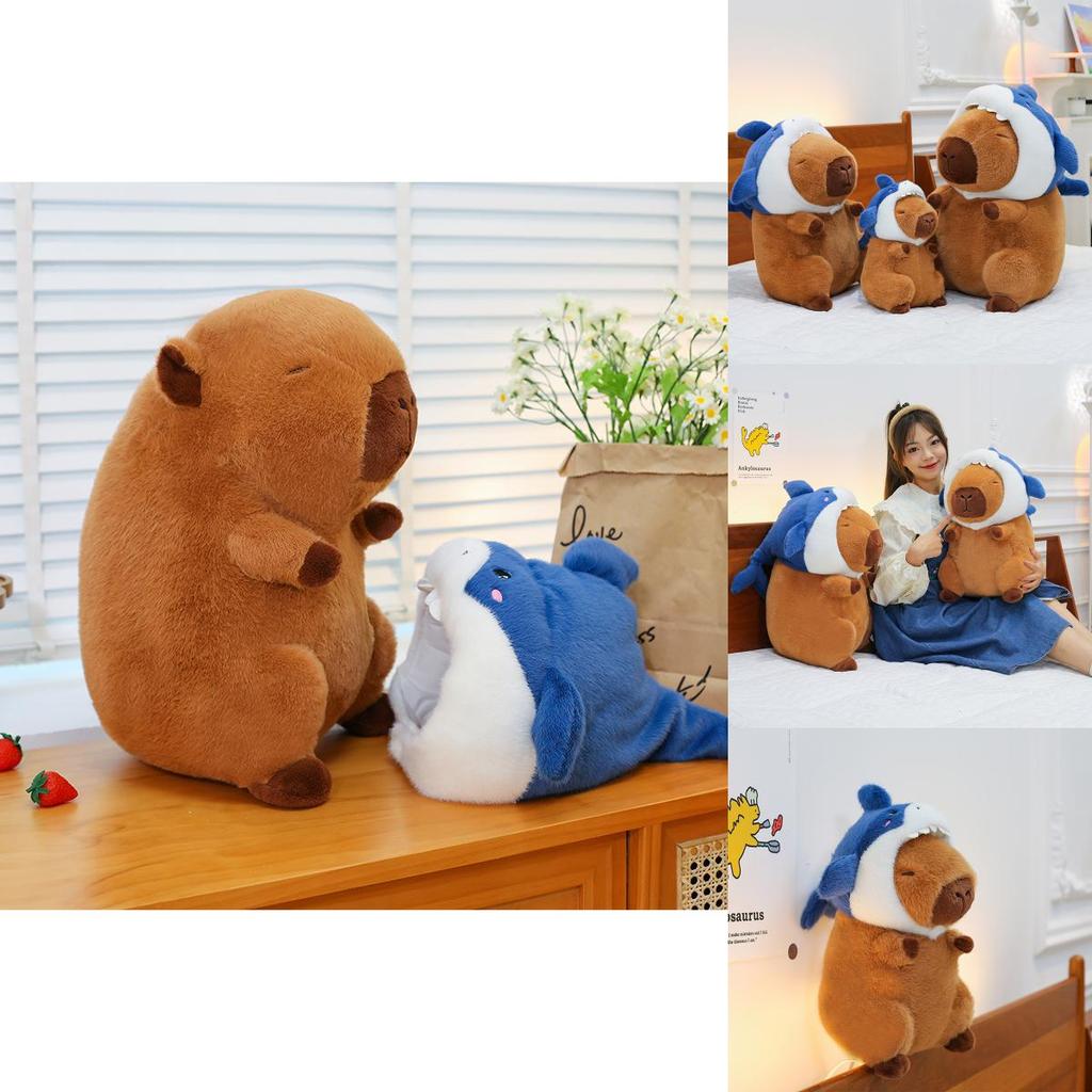 Adorable Shark Capybara Plush Doll Soft Stuffed Animal Toy For Kids In Various Sizes