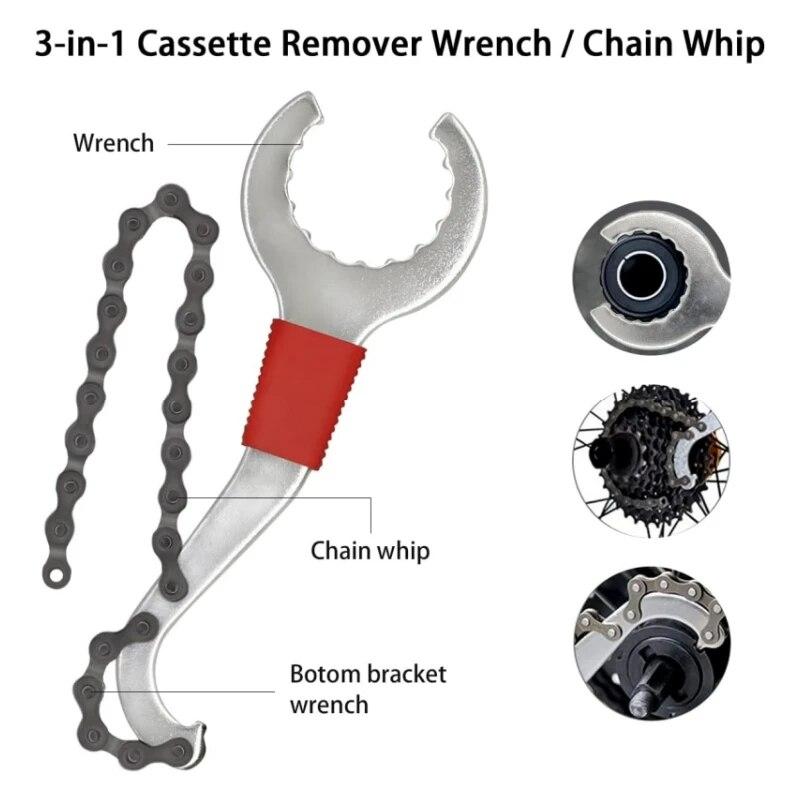 Fiets Gereedschapskit 6 Delen Professionele Fietsreparatiegereedschappen voor Mountainbike met 3-in-1 Cassette Verwijderaar Sleutel Kettingbreker