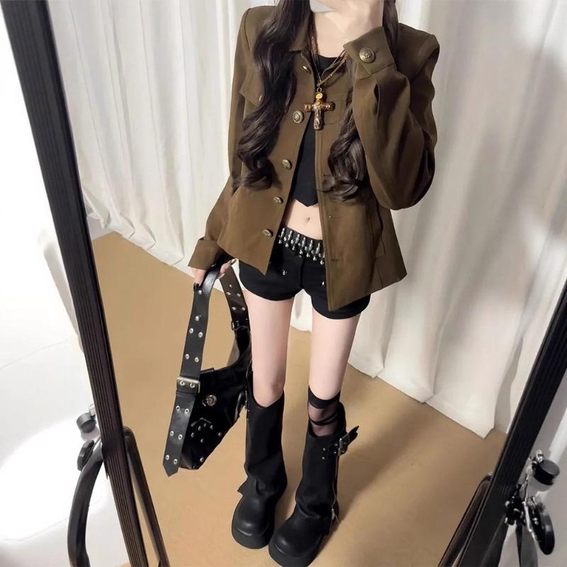Autumn and winter lapel jacket jacket women, new retro tooling versatile short top