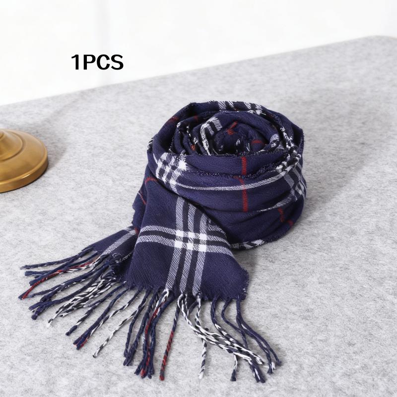 

1/2 шт. темно-синего шарфа Baobaoge, модный британский клетчатый шарф из имитации кашемира, осенне-зимний стиль, мужской парный теплый шаль