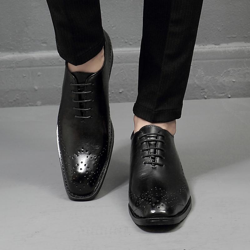 Fashion New Trend Genuine Leather Men's Brogue Shoes High Quality Mens Business Dress Shoes British Style Men Leather Dress Oxfords Shoe