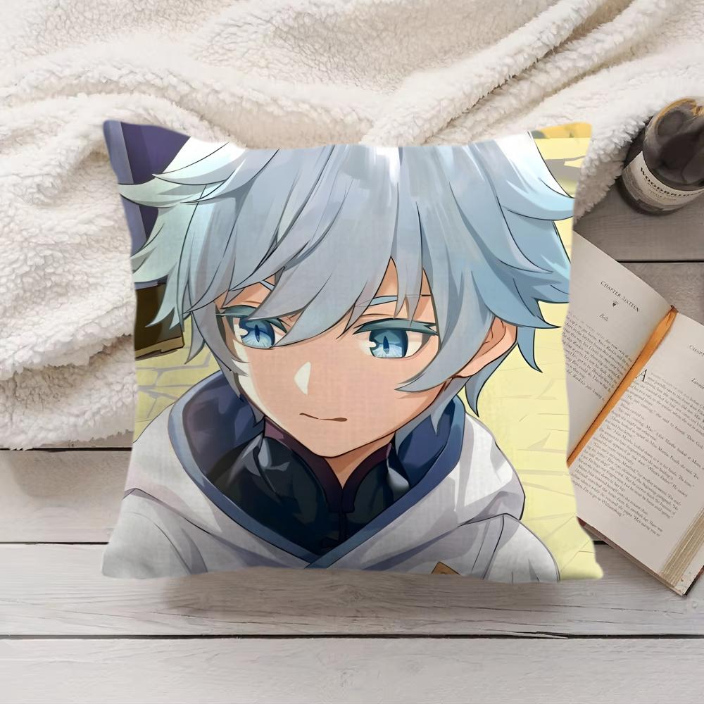 Chongyun Genshin Impact Cushion Cover Silky Short Plush Invisible Zipper Dustproof Sofa Pillow Case For Home Decor