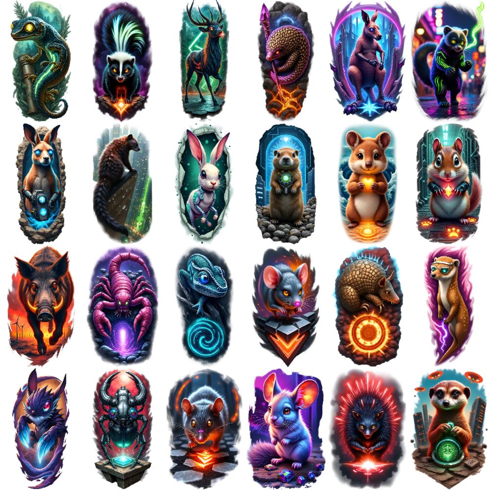 12pcs Temporary Tattoo Decorative Stickers Colorful Realism Dinosaur Stickers Waterproof Long-lasting Body Stickers For Men