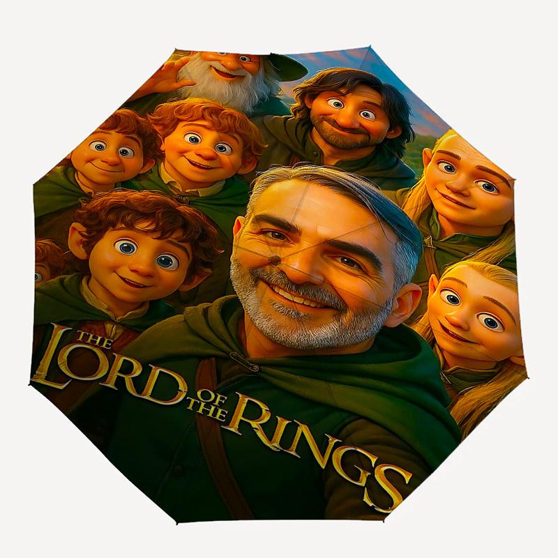 

1pc Lord of the Rings Automatic Folding Umbrella - Compact 8-Rib Design, Durable Plastic & Iron1111L