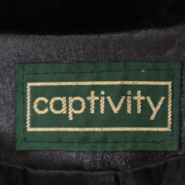 captivity 80s 90s Made in USA Old Fake fur Jacket 45481 black hood Women Used