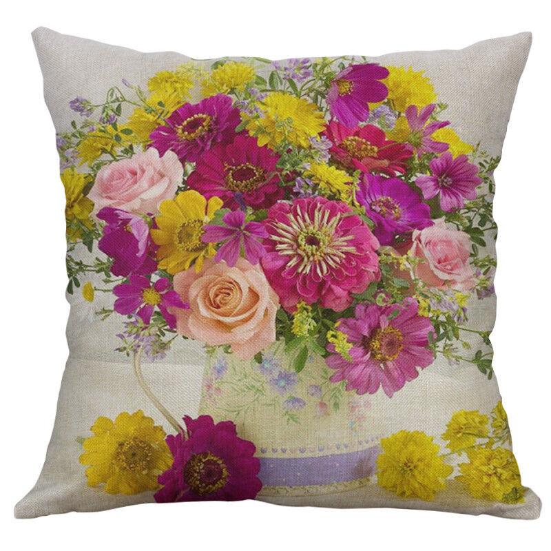 Vintage Flower Cotton Linen Cushion Cover Soft Decorative Pillow Case For Home Comfort