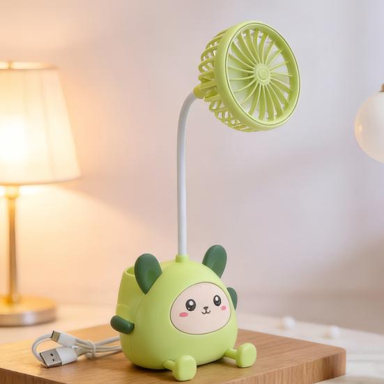 Cartoon Animals Desk Fan Fast Charging Flexible Hose Fan Multi-Purpose Phone Holder Pen Holder Portable Summer Cooling Fan