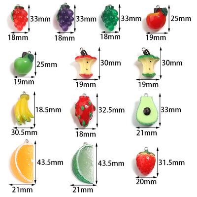 5pcs/lot Fruit Series Acrylic Pendants Colorful Apple Grape Banana Shaped Charms For DIY Earrings Necklace Jewelry Accessories