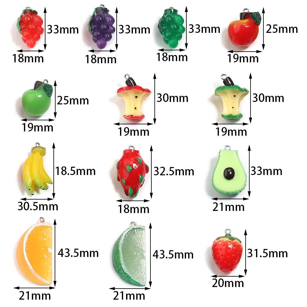 5pcs/lot Fruit Series Acrylic Pendants Colorful Apple Grape Banana Shaped Charms For DIY Earrings Necklace Jewelry Accessories