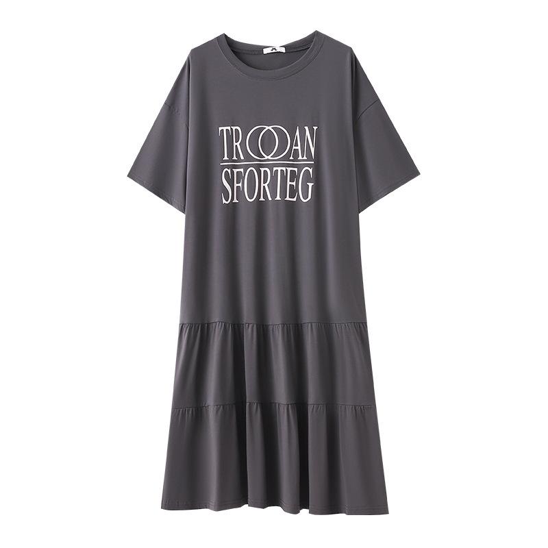 A New Large-sized Women's Summer Dress In Korean Style, Featuring Loose Short-sleeved T-shirts for A Casual and Slimming Look