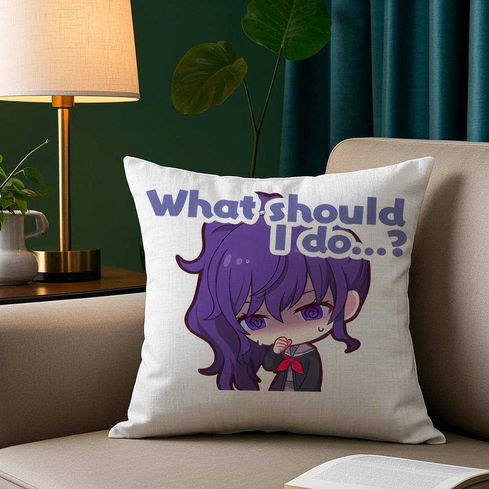

Cute A-Asahina Mafuyu Chibi Pillow Case Plush Fabric Soft Pillowcase Double Sided Print Sofa Cushion Cover Throw 12x12Inch