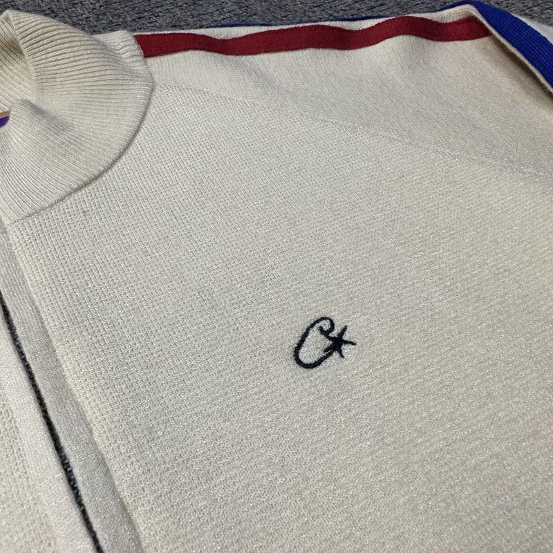 Cardigã com Zíper Alcatraz de Lã Corteiz: Jaqueta de Rua Retrô Americana Tendência