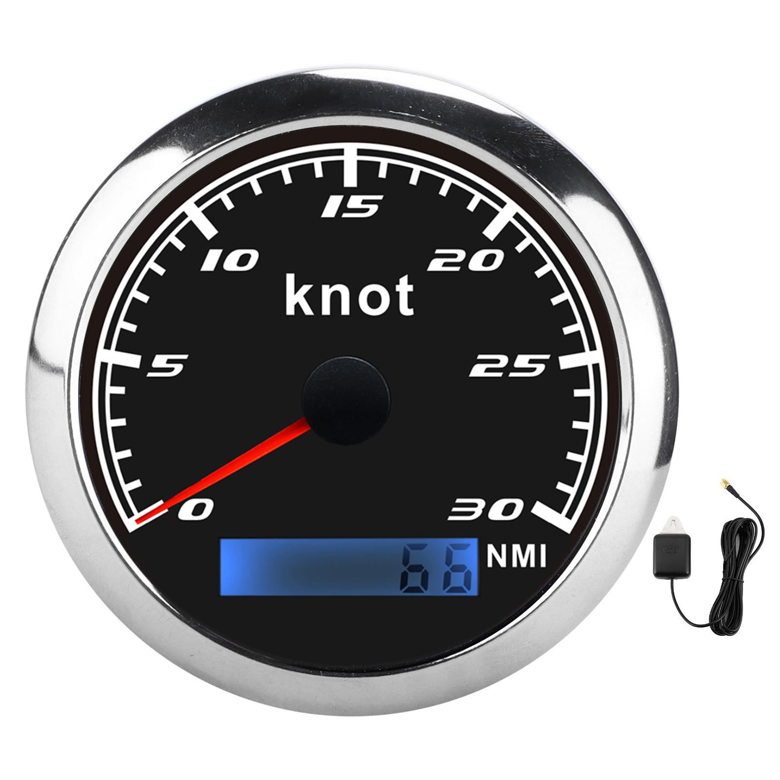 GPS Pointer Speedometer 0‑30 Knots Stainless Steel IP67 Waterproof for Car Truck ShipBlack nero
