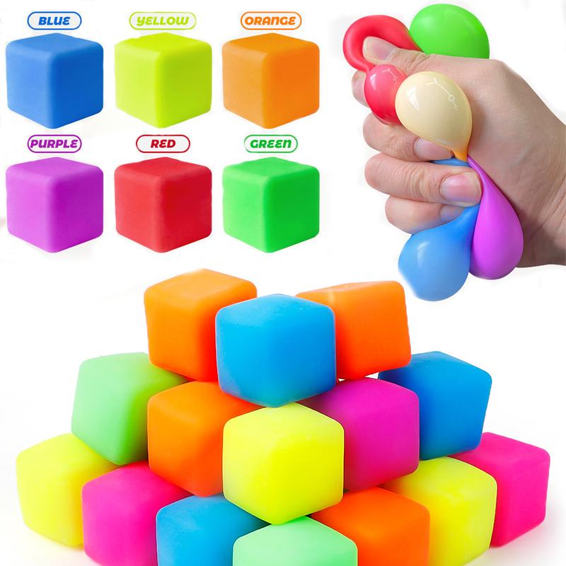5/15/30PCS 3cm Rainbow Tofu Stress Balls Sensory Toys Decompression Slow Rebound Stress Relief Fidget Toys for Kids Adult Gifts
