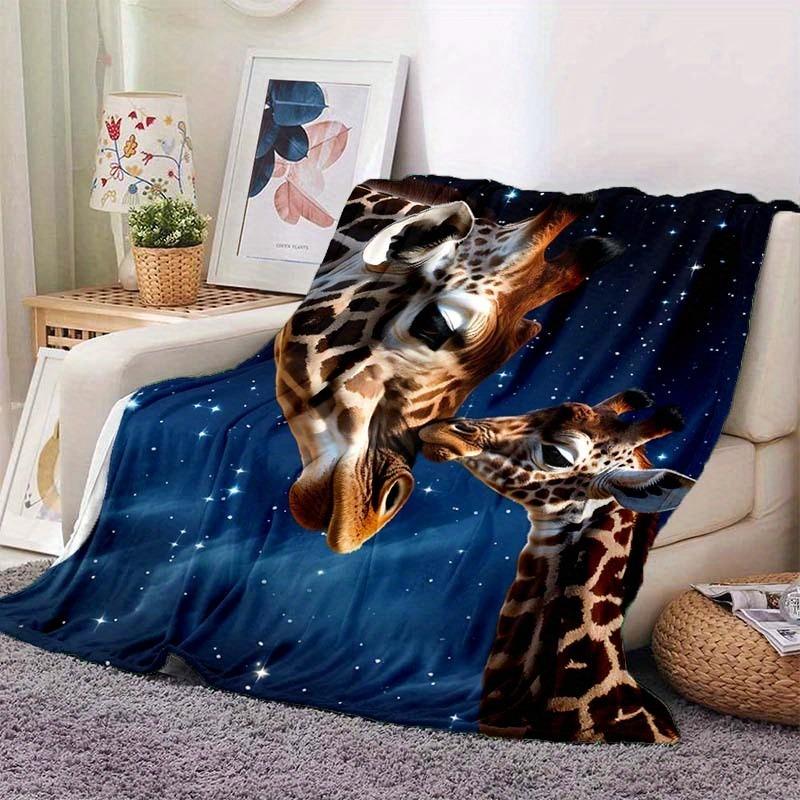 Animals Giraffe Thin Blanket Lightweight Flannel Throw Blankets for Sofa Bed Travel Camping Livingroom Office Couch Portable