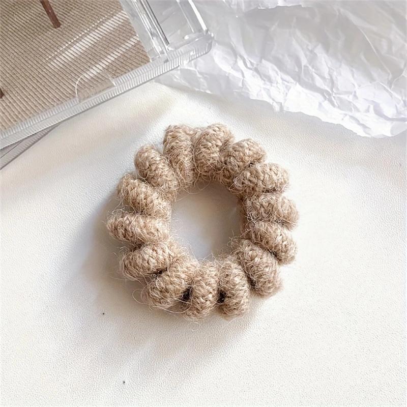 Neue Wolle Telefonkabel Scrunchies Spiralform Haargummi Einfarbig Gummibänder Elastisches Haarband Damen Haarschmuck