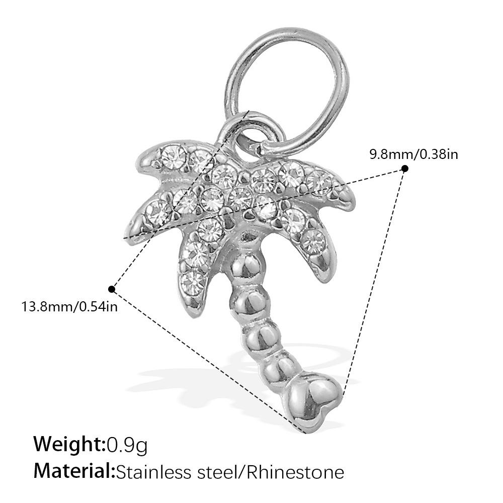 Beach Wind Delicate Inlaid Rhinestones Starfish Coconut Tree Pendant Diy Necklace Pendant Stainless Steel Bracelet Accessories
