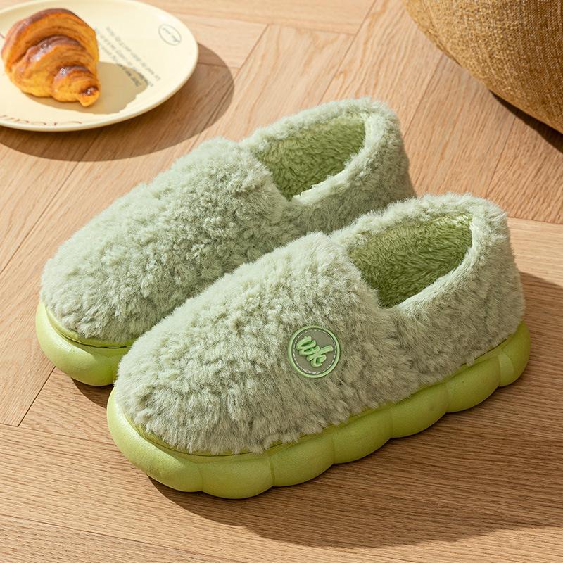 Plush cotton slippers women's autumn and winter 2025 new indoor home non-slip thick bottom warm men's cotton slippers
