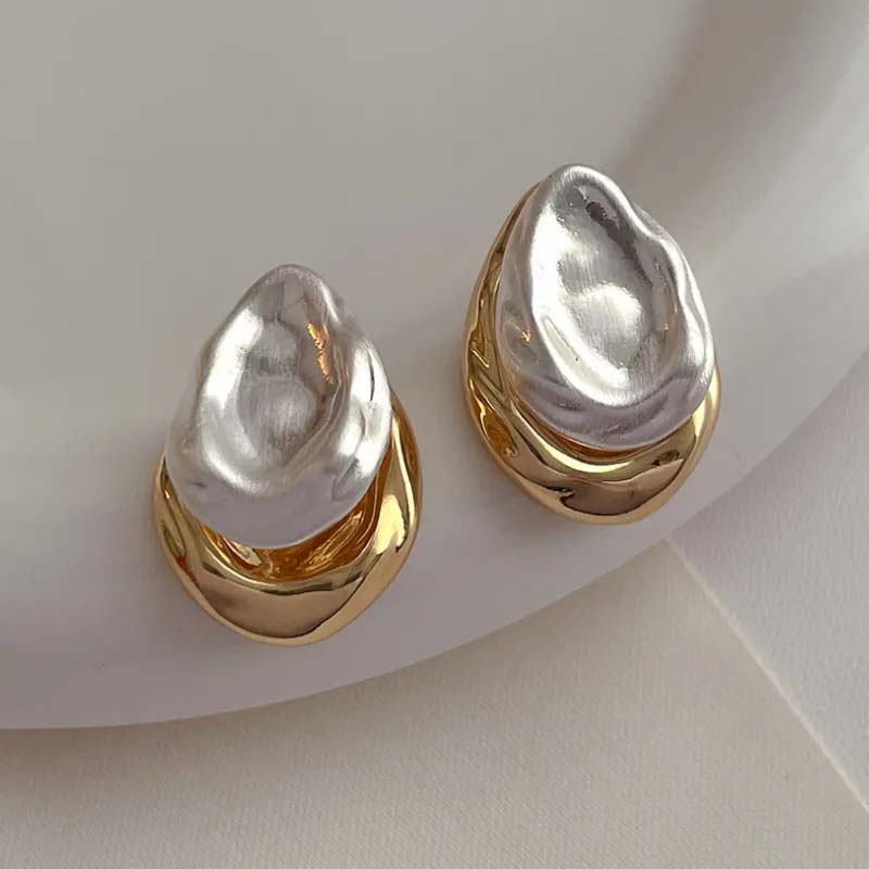 Fashion Jewelry Back With Front Metal Splicing Stud Earrings For Women Female Party Gift Accessories