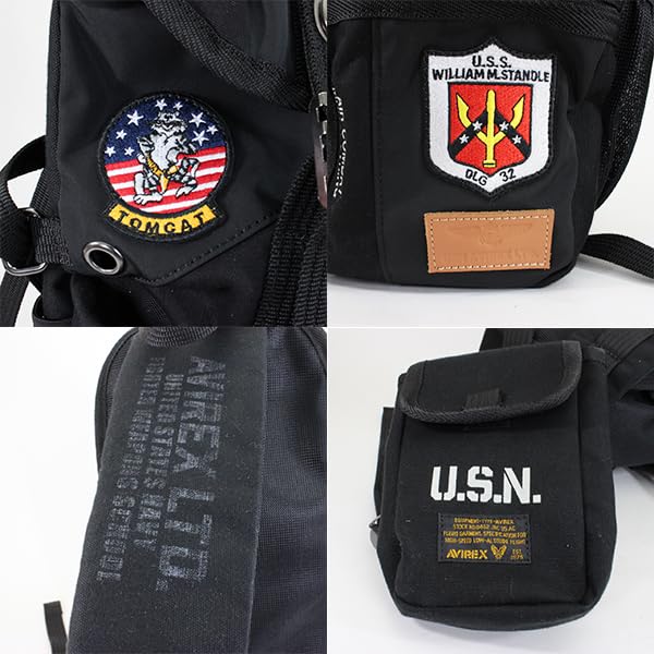 2023 Limited Model EAGLE SERIES TOP GUN Body Bag AVX305J Canvas One Shoulder Bag TOMCAT [Avirex] (Black)