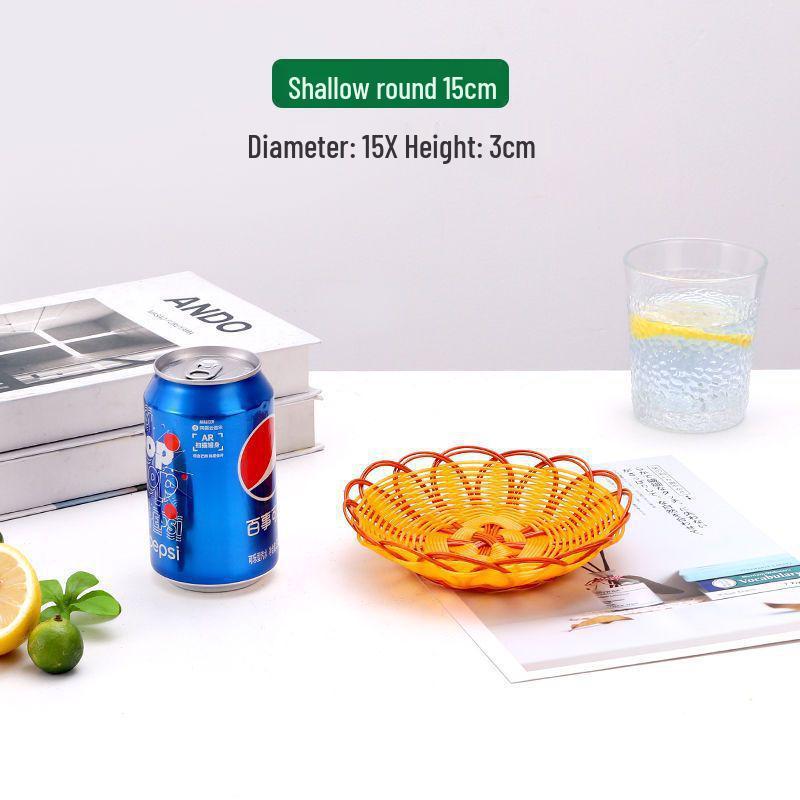 

Rattan Woven Snack and Fruit Basket - Round Plate & Plastic Fry Holder