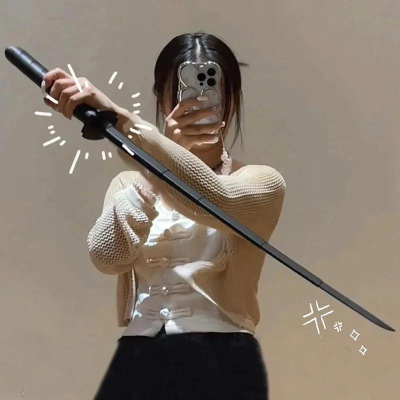 3D-gedrucktes Schwerkraft-Gerade-Raus Teleskop-Samurai-Stressabbau-Spielzeug Dehnbares Cosplay-Requisit Kreatives Falt-Katana Lustige Geschenke