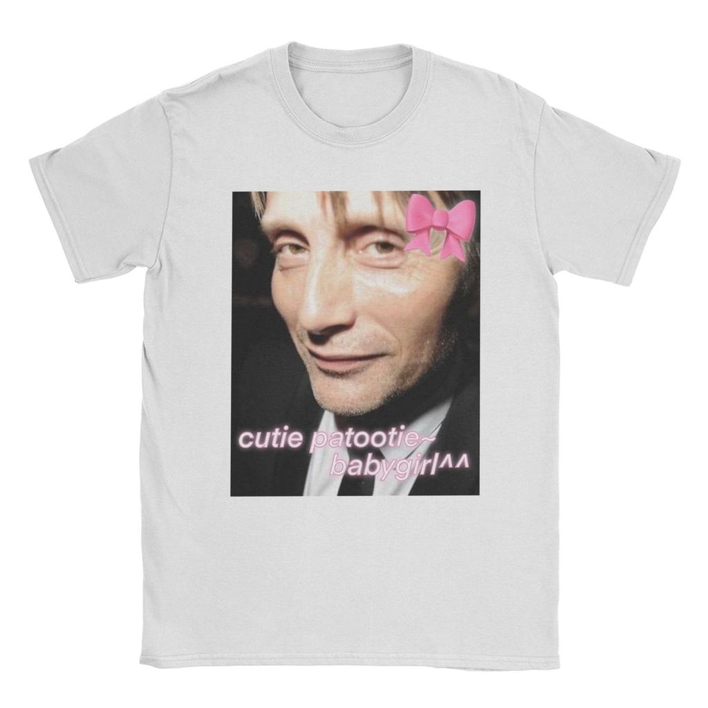 I Love Mads Mikkelsen Pattern T-shirt Men and Women Fashion Casual Tee 100% Cotton Loose Large T-shirt Fun Humorous Emoji Pack