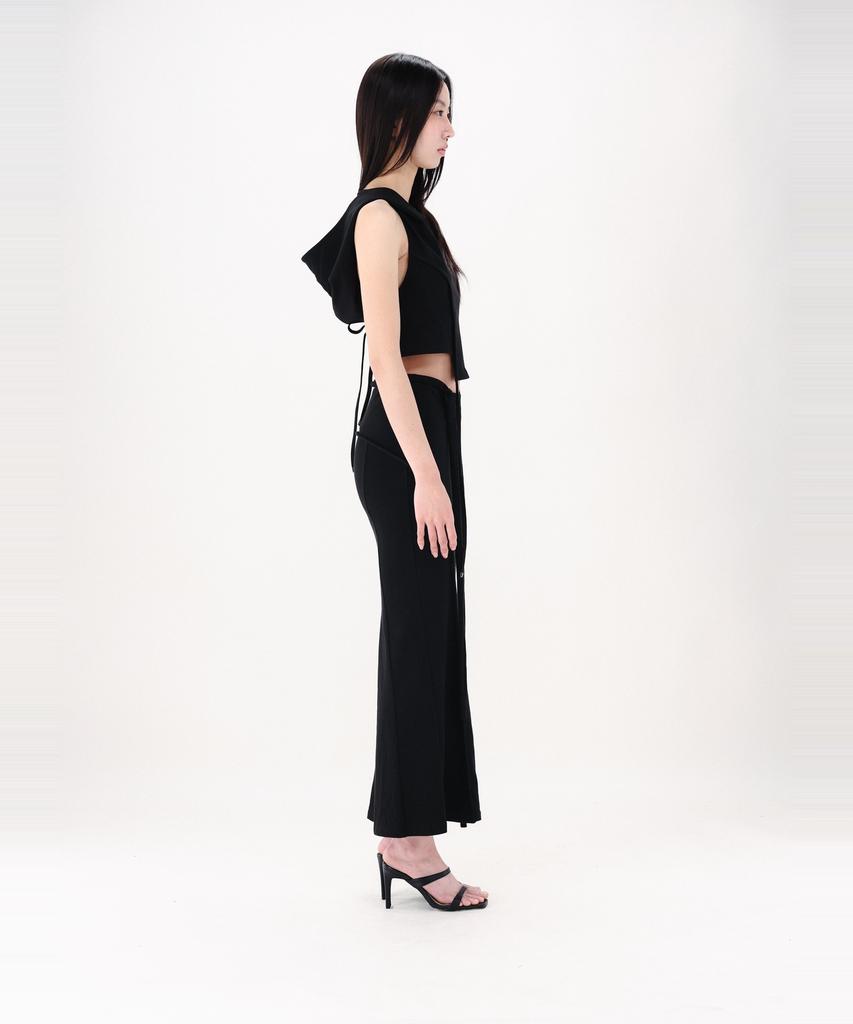 Nogtabeu Curve Strap Long Skirt Black