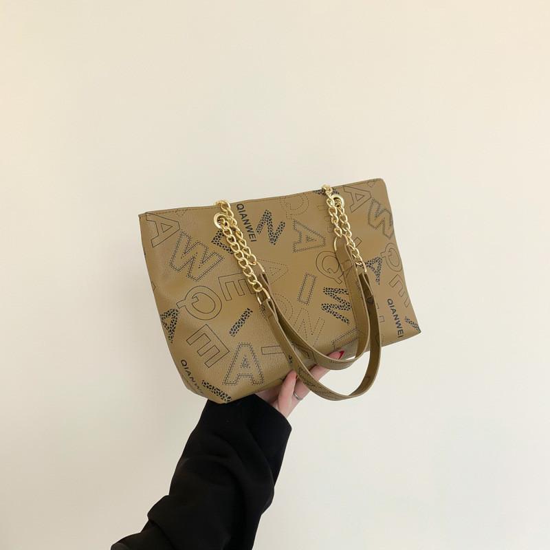Stylish Pu Tote Bag With Letter Print Trendy Street Fashion Large Capacity For Women