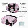 Gothic Sweet Kuromi Flannel Blanket Soft Warm Fluffy Throw Purple Strip Cute Sofa Bed Cover Office Nap Shawl Lightweight Blanket