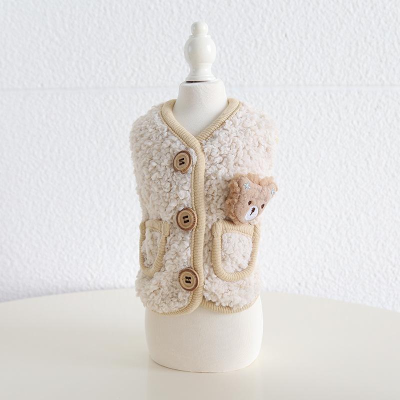 Cartoon Animal Velvet Vest Autumn and Winter Teddy Cat Clothing Pet Clothing Dog Clothing Dog Accessories Designer Dog Clothes