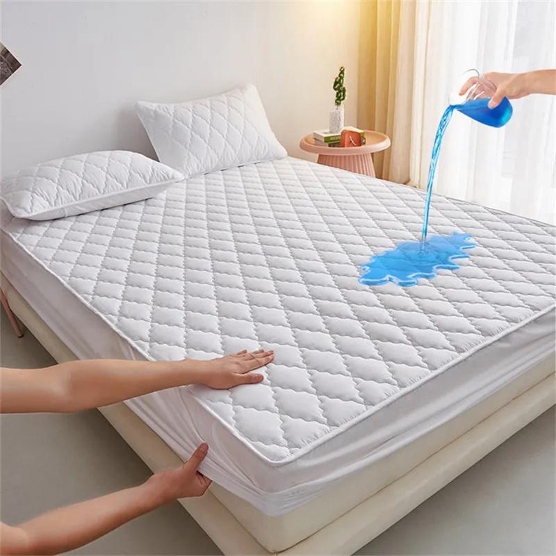 100% Waterproof Mattress Protector Solid Color Quilted Elastic Fitted Sheets with Deep Pocket Single Double Size Mattress Cover