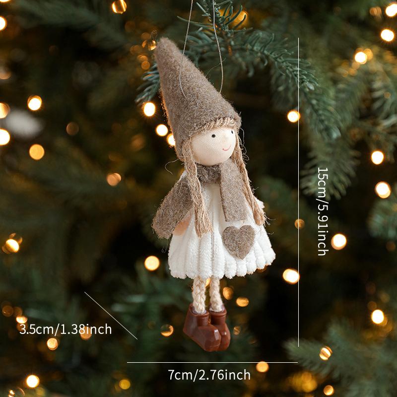 

1 шт. Милый романтичный кулон в подарок Девочка-ангел Креативность Плюшевая кукла Украшение Рождественское украшение Сетка D серый