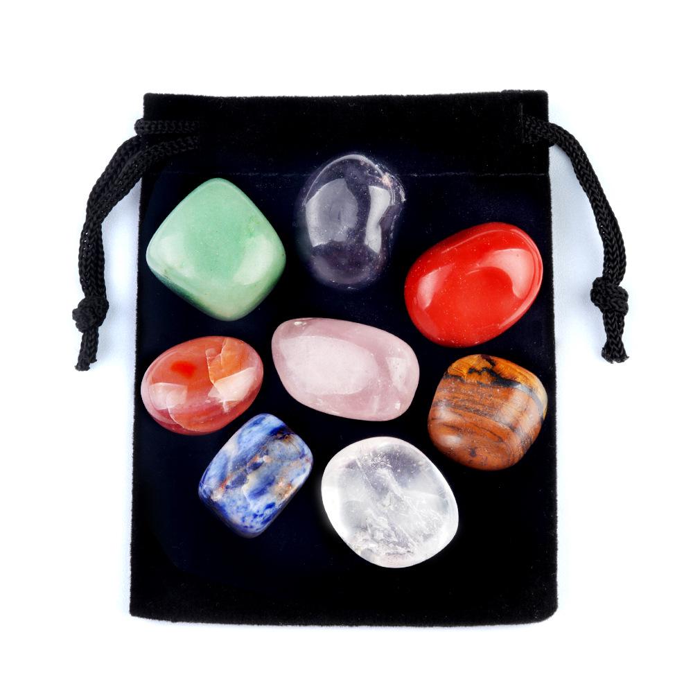 1536-Natürliches Achatkristall Chakra Steine Set: Unregelmäßige mehrfarbige Yoga-Steine (7-8 Stück)