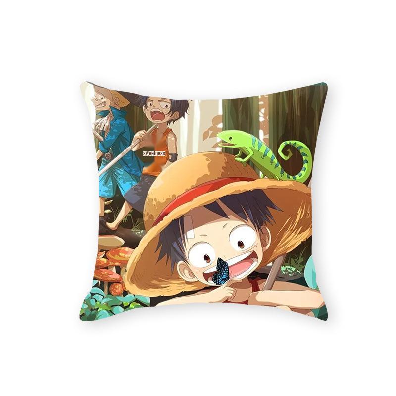 One Piece Anime Plush Pillow - Soft Cartoon Cushion for Sofa or Living Room